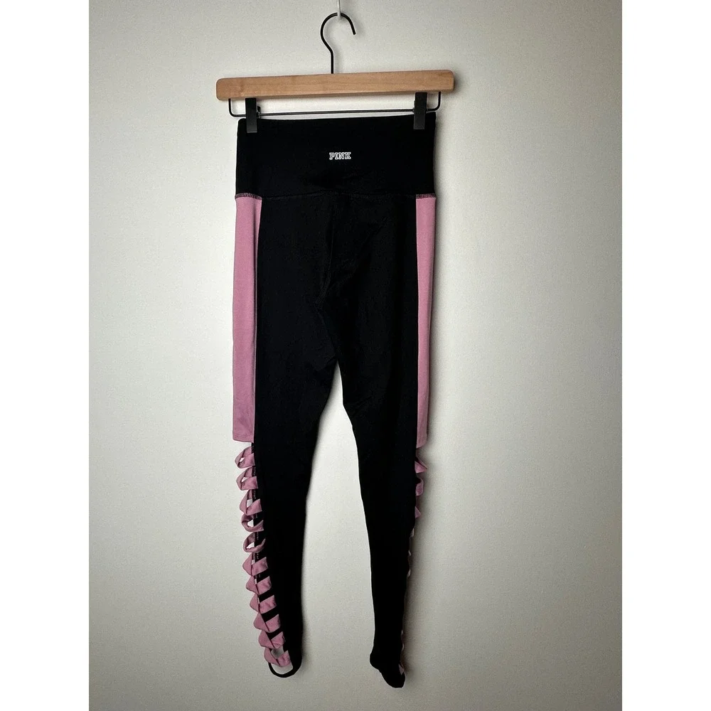 PINK Victoria's Secret Ultimate‎ Leggings XS Black Pink High Waist Activewear